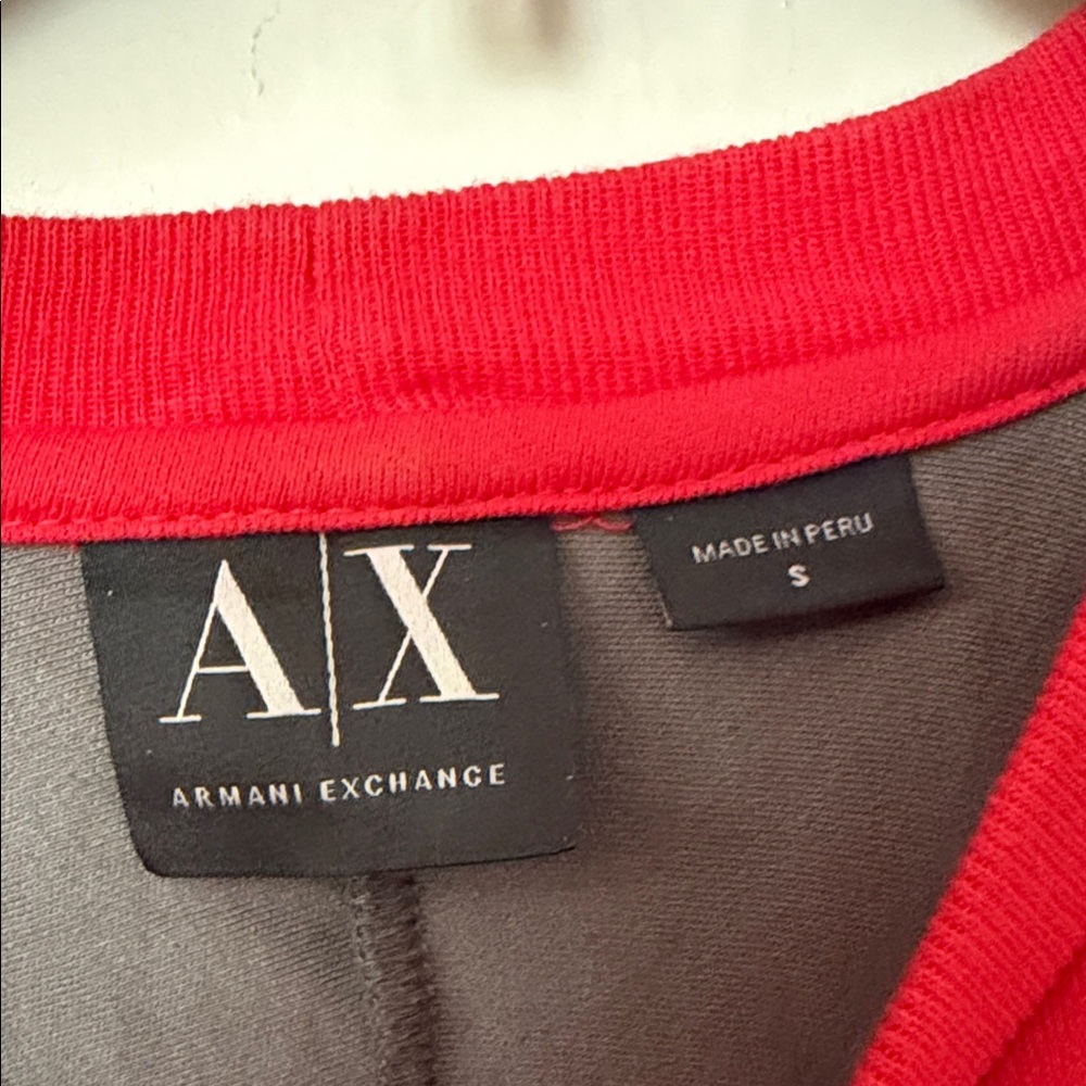 Armani Exchange Red and Gray Long Sleeve Tee size S - Picture 2 of 8